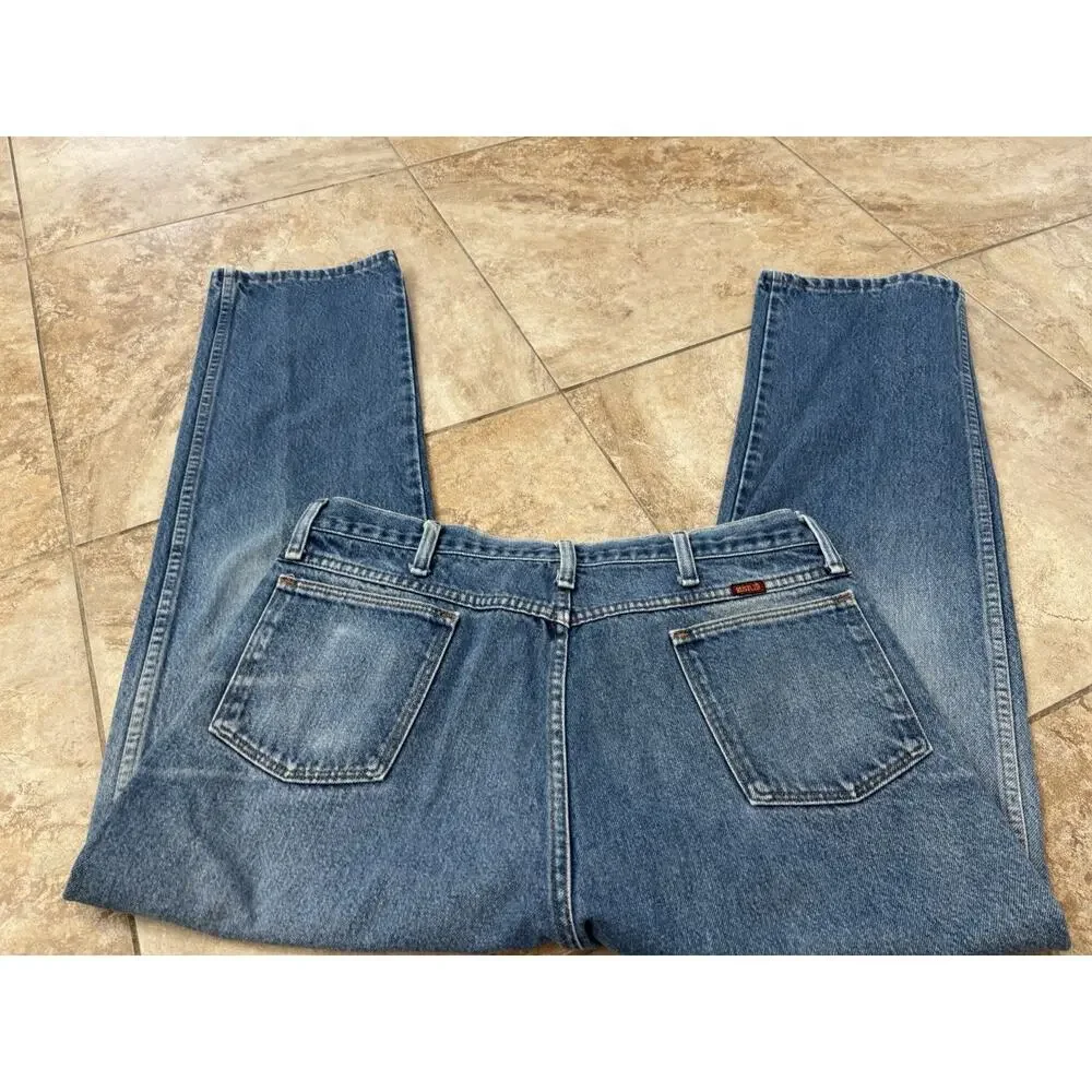 RUSTLER Men’s DENIM BLUE JEANS 34x28 PANTS Medium Wash